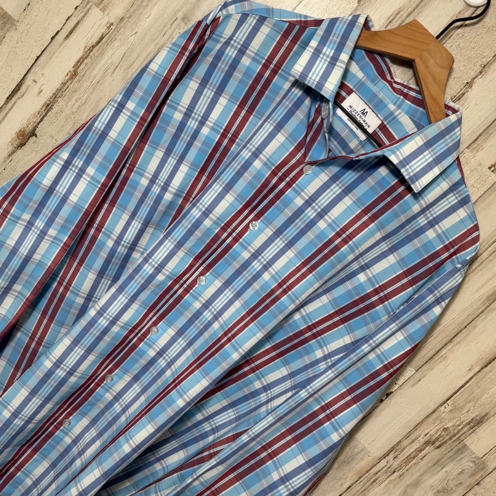Mizzen + Main Plaid Button Up Long Sleeve Shirt Mens XXL Standard Performance